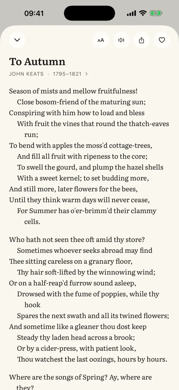 Reader: Keats, To Autumn
